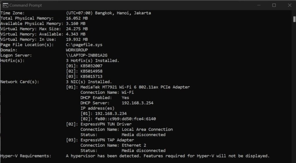 Melalui Command Prompt atau PowerShell