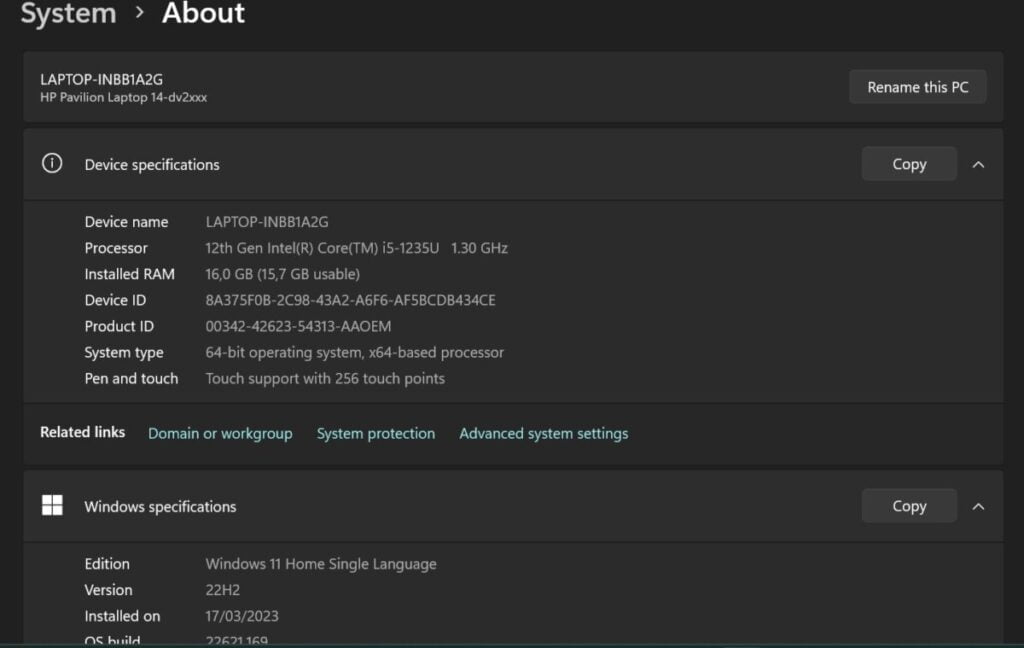 Cara Melihat Spesifikasi Laptop Melalui Pengaturan