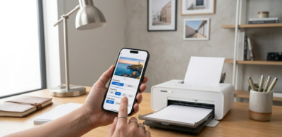 Proses print foto dengan handphone
