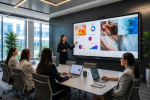 Ruang Meeting Modern Menggunakan Interactive Flat Panel
