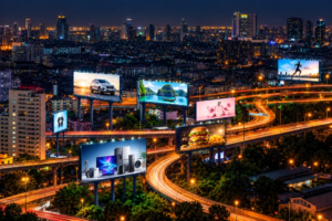 Tampilan Videotron di Outdoor Malam Hari
