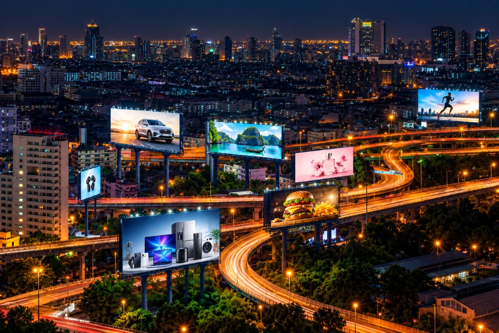 Tampilan Videotron di Outdoor Malam Hari
